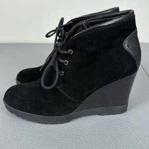 Aquatalia by Marvin K Cassie Suede Lace Up Wedge Bootie. Size 38. US 8.